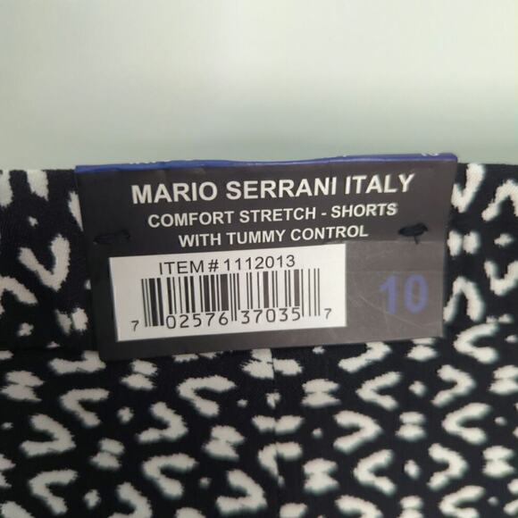 Mario Serrani Italy Tummy Control Comfort Stretch Shorts Black White Size 10 NWT - Picture 6 of 8